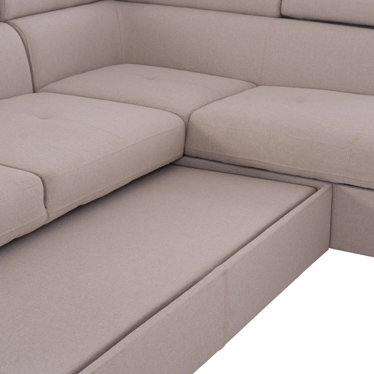 Kënd-sofë me hapësirë për depo, Encore FH3301.03R, material bezhë, 285x205x90cm