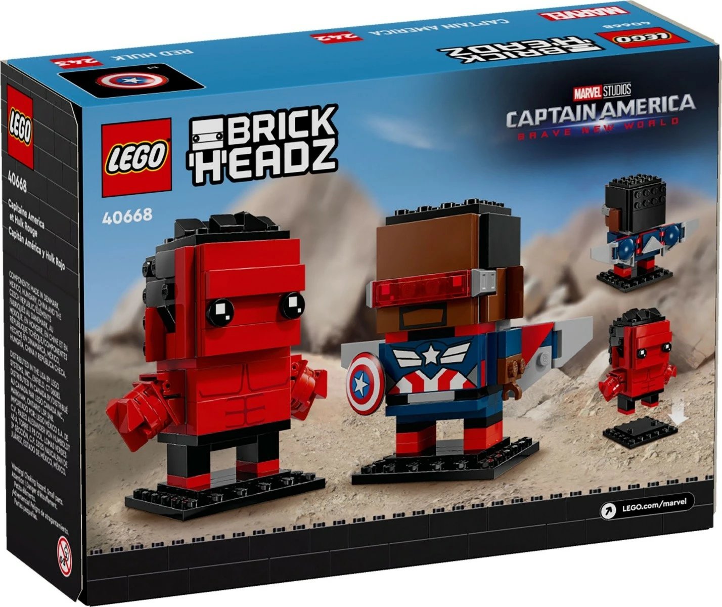 Set ndërtimi LEGO BrickHeadz 40668 Captain America & Red Hulk 202 pjesë 10+ set me 2 figura