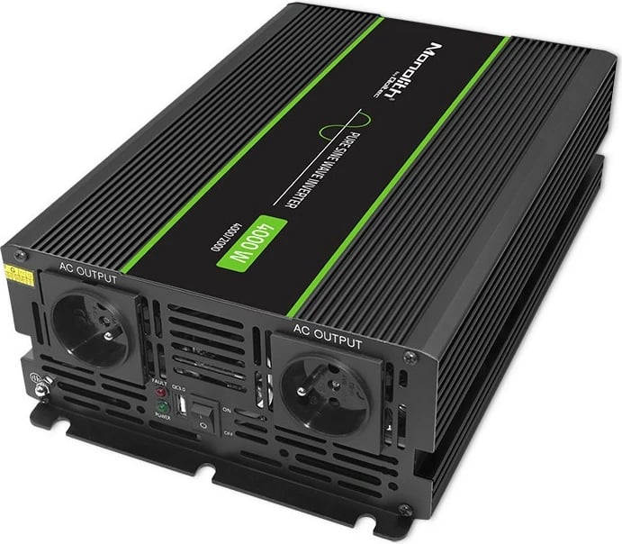 Konvertues voltazhi Qoltec Monolith 51935, 2000W/4000W, 12V në 230V, Pure Sine Wave, Grafit