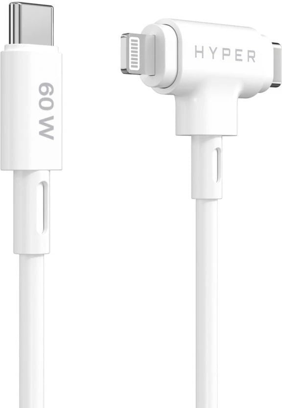 Kabllo Targus HyperJuice USB-C në USB-C/Lightning, 1.5m, 60W, bardhë