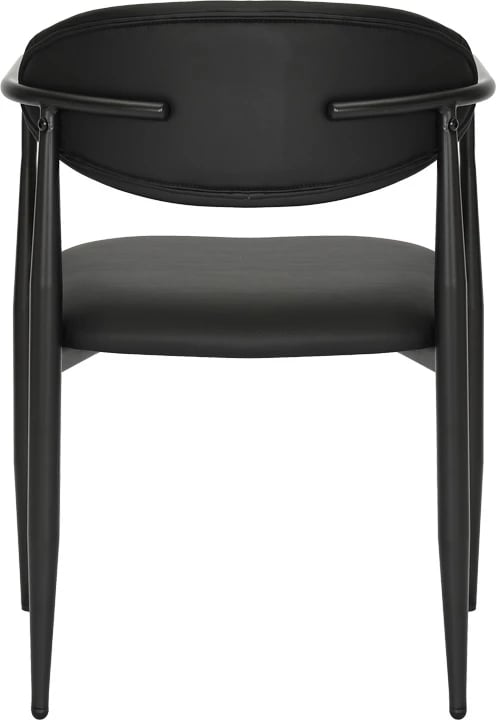 Karrige me krahë Kalone, lëkurë sintetike e zezë, këmbë metalike, 56x55x78cm