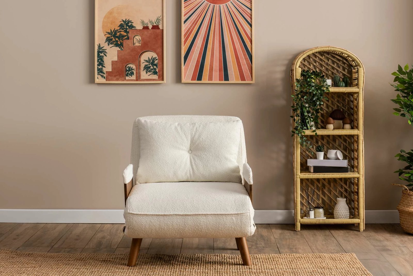 Krevat-karrige një vendës, Atelier del Sofa, Cosmo Single, material teddy, e bardhë