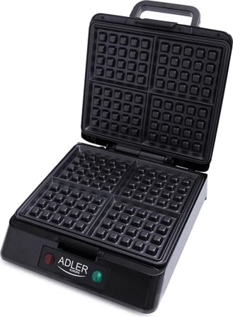 aparat për gofre, Adler AD 3036, 1080–1300 W (1500 W max), 4 gofre katrore, veshje jo-ngjitëse