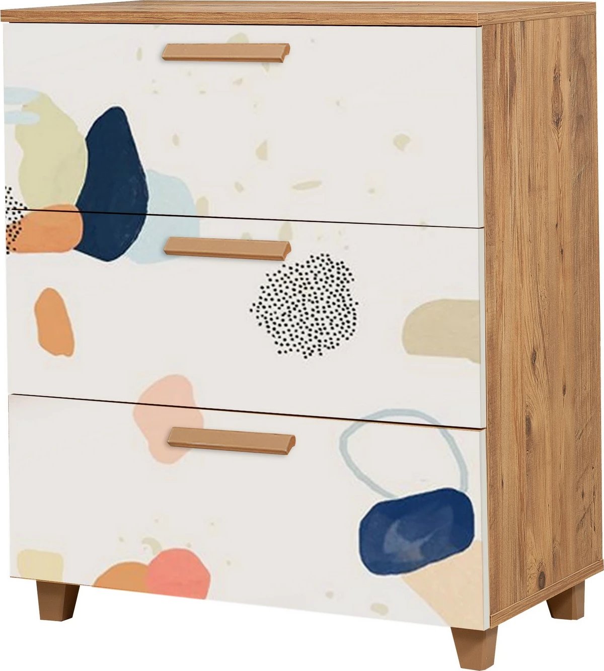 Komodë Hanah Home, Leva Gravis Pied, ngjyrë Atlantic Pine dhe e bardhë