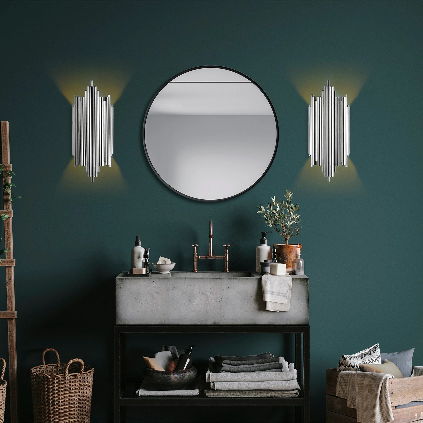 Llambë muri Opviq, Reis - 13342, krom, trup metalik, 22x50x11cm