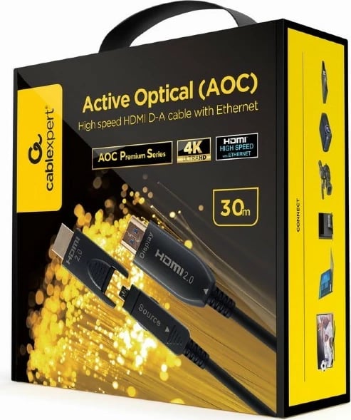 Kabllo HDMI Gembird CCBP-HDMID-AOC-30M, 30m, Ultra HD 4K, e zezë