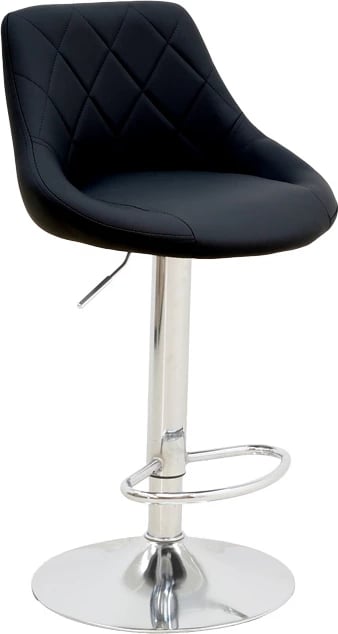 Karrige për bar Boronez, lartësi e rregullueshme, lëkurë artificiale e zezë, bazë kromi, 47x49x112cm, set prej 2 copash