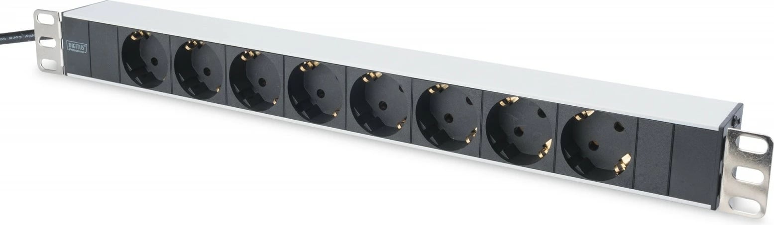 Prizë rack Digitus DN-95401, 8x Schuko, 2m, 1U, e zezë