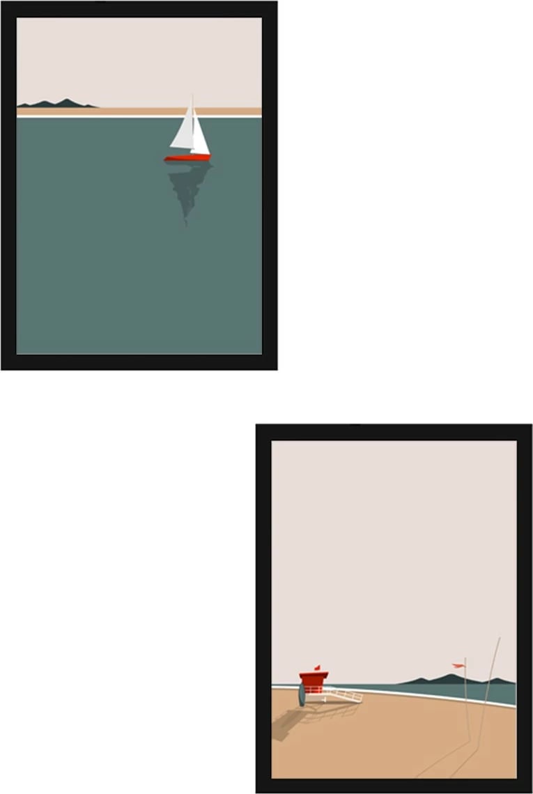 Pikturë dekorative me kornizë MDF (2 copë), Wallity, Huhu486S, 50x70cm