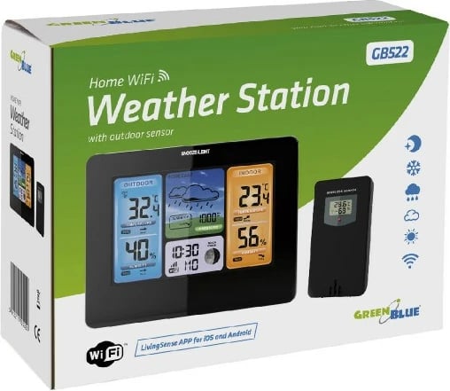 Stacion moti Greenblue 46003, LCD, 1.5V,  Wi-Fi, e zezë