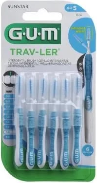 Furçë ndërdhëmbëshe GUM 1314 Trip, 6 copë, blu