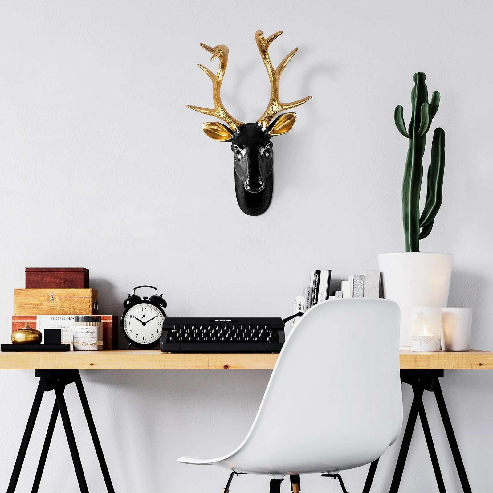 Aksesor dekorativ muri, bust dre, ngjyrë ari dhe e zezë, Wallity