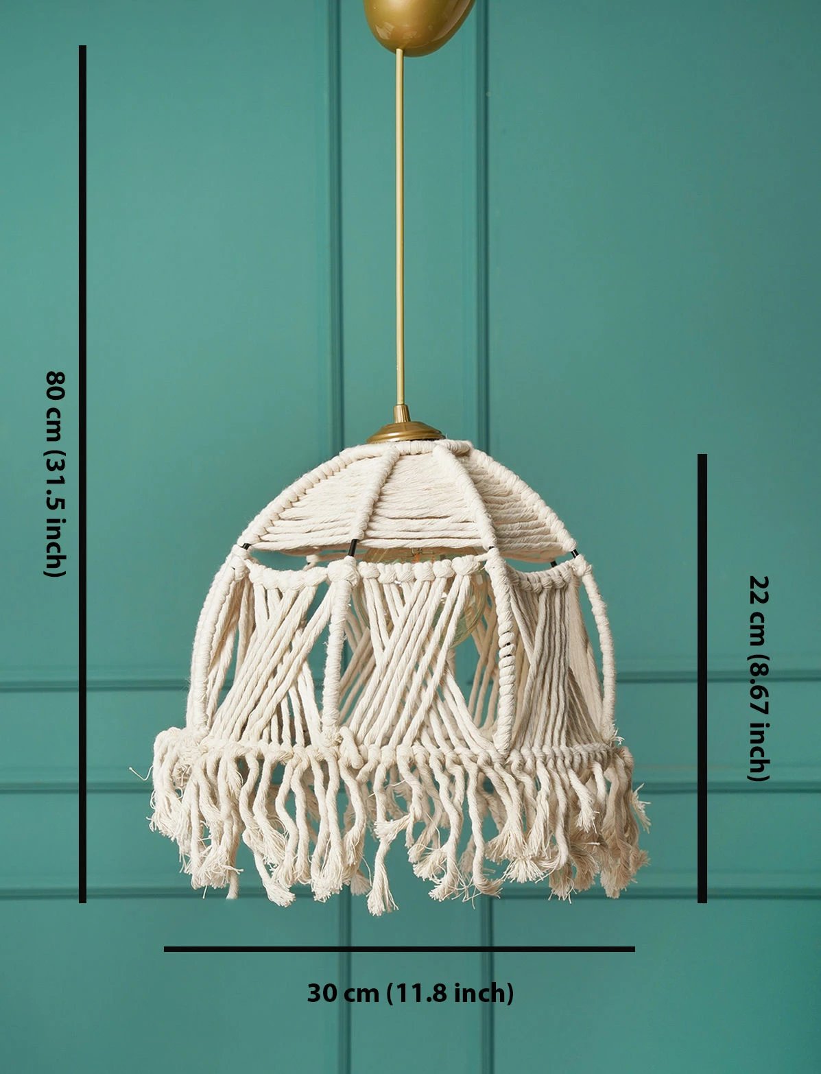 Llambë tavani Opviq, Blanno, trup metalik, kapak makrame, e bardhë Llambë tavani Opviq, Blanno, trup metalik, kapak makrame, e bardhë