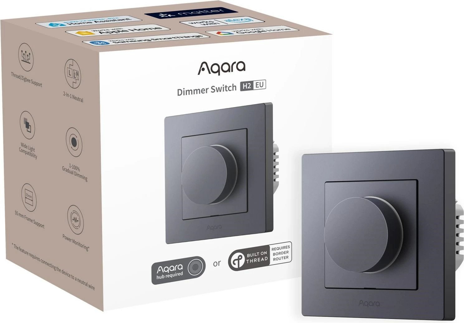 Ndërprerës dritash me rrotullim Aqara H2 Dial Light Dimmer KD-R01D-G, i zi