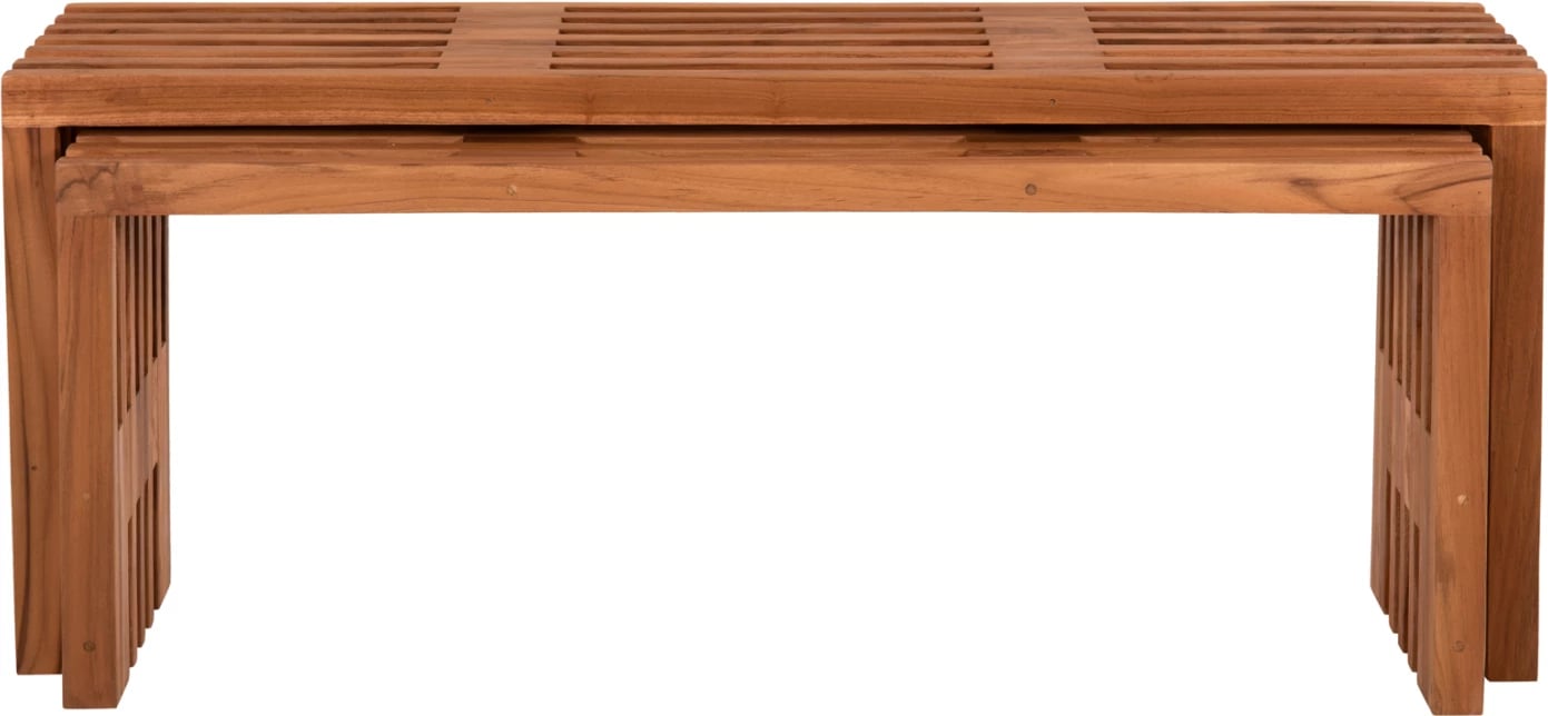 Tavolina kafeje 2 copë set NYA FH9828 dru tik natyral 110x30x46H cm