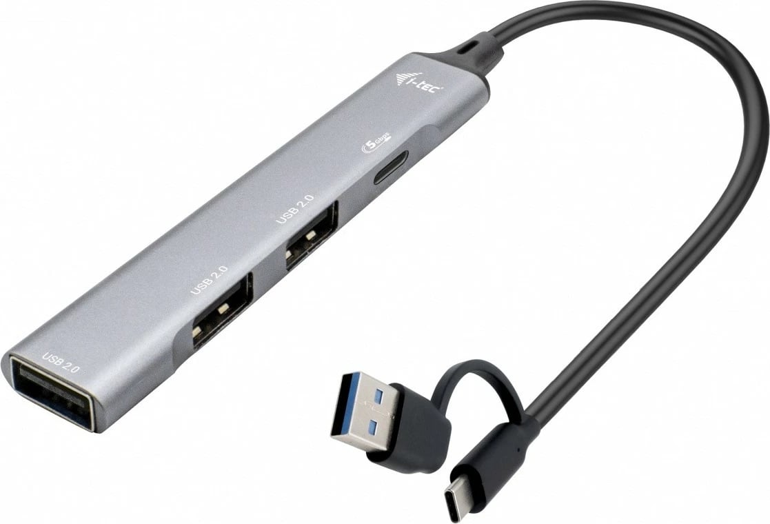 Hub USB i-tec CAHUBMETALMINI4, 1x USB 3.0 + 3x USB 2.0, Metal, Gri