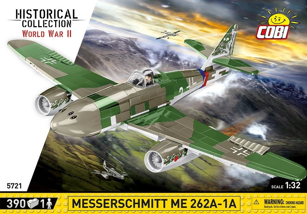 Set ndërtimi Cobi Klocki Messerschmitt Me262 A-1a, 390 pjesë, me figurë piloti, Jeshile/Gri Set ndërtimi Cobi Klocki Messerschmitt Me262 A-1a, 390 pjesë, me figurë piloti, Jeshile/Gri