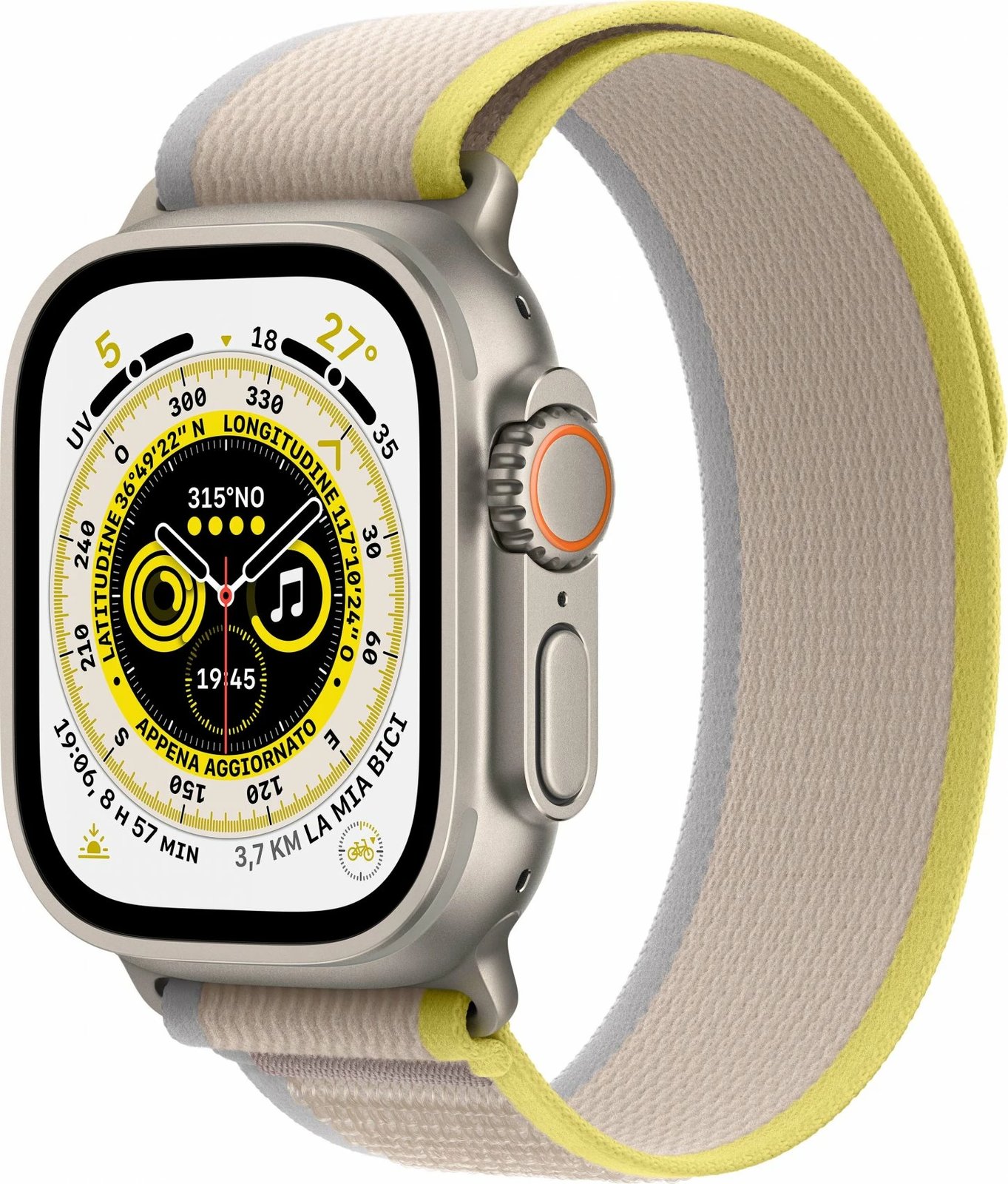 Smartwatch Apple Ultra Cellular, 49mm, Titanium Case me Yellow/Beige Trail Loop, M/L