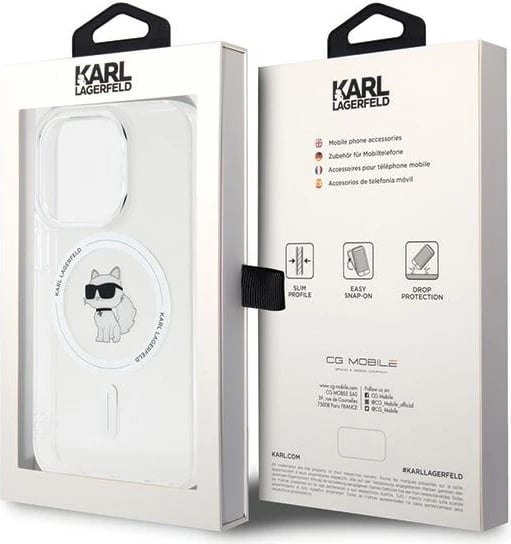 Mbështjellës Karl Lagerfeld IML Choupette MagSafe për iPhone 15 Pro, Transparent