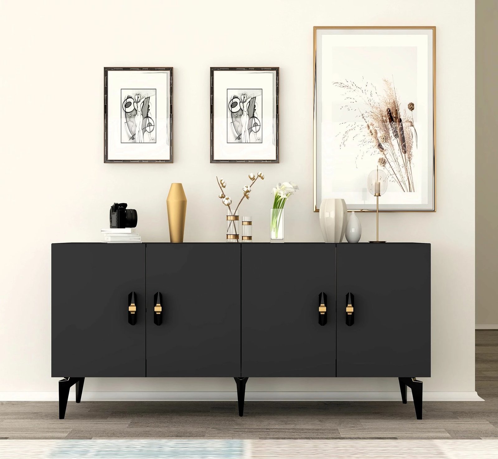 Konsol Skye Decor, ngjyrë antracit, Plus