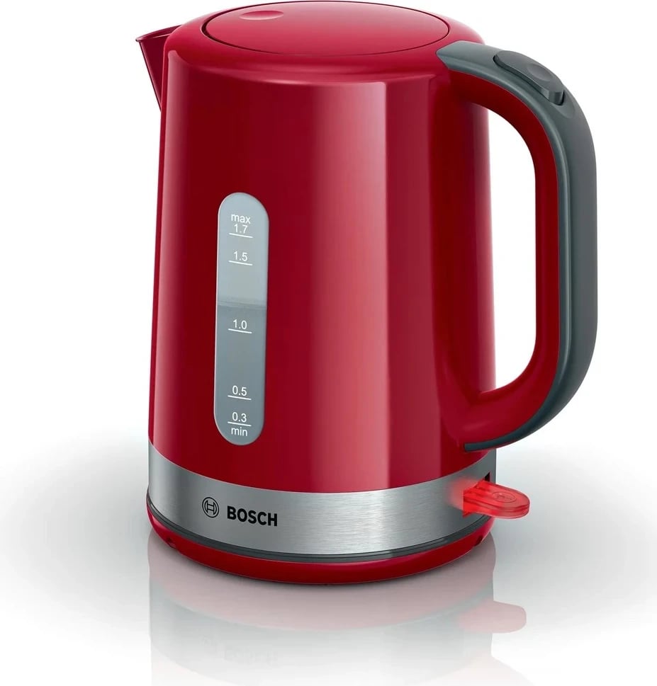 Çajnik elektrik Bosch TWK6A514, 1.7 L, 2200 W, Gri dhe Kuq