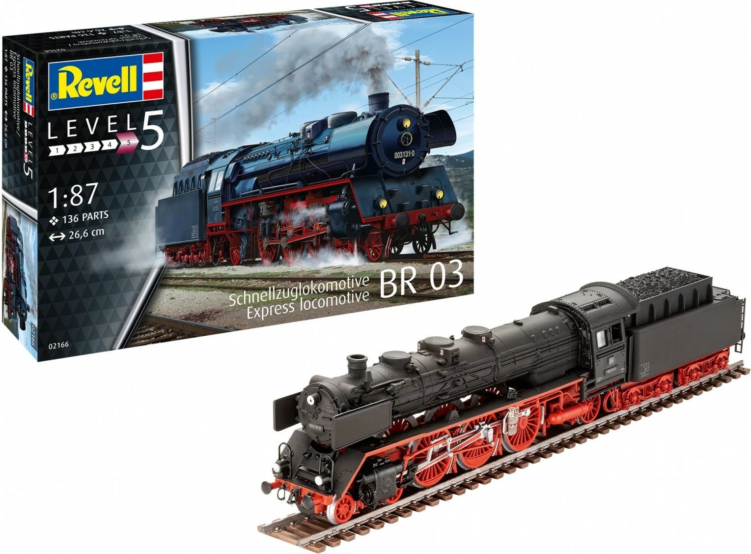 Model plastik i trenit Revell BR03, 1:87, 136 pjesë, i zi/kuq Model plastik i trenit Revell BR03, 1:87, 136 pjesë, i zi/kuq