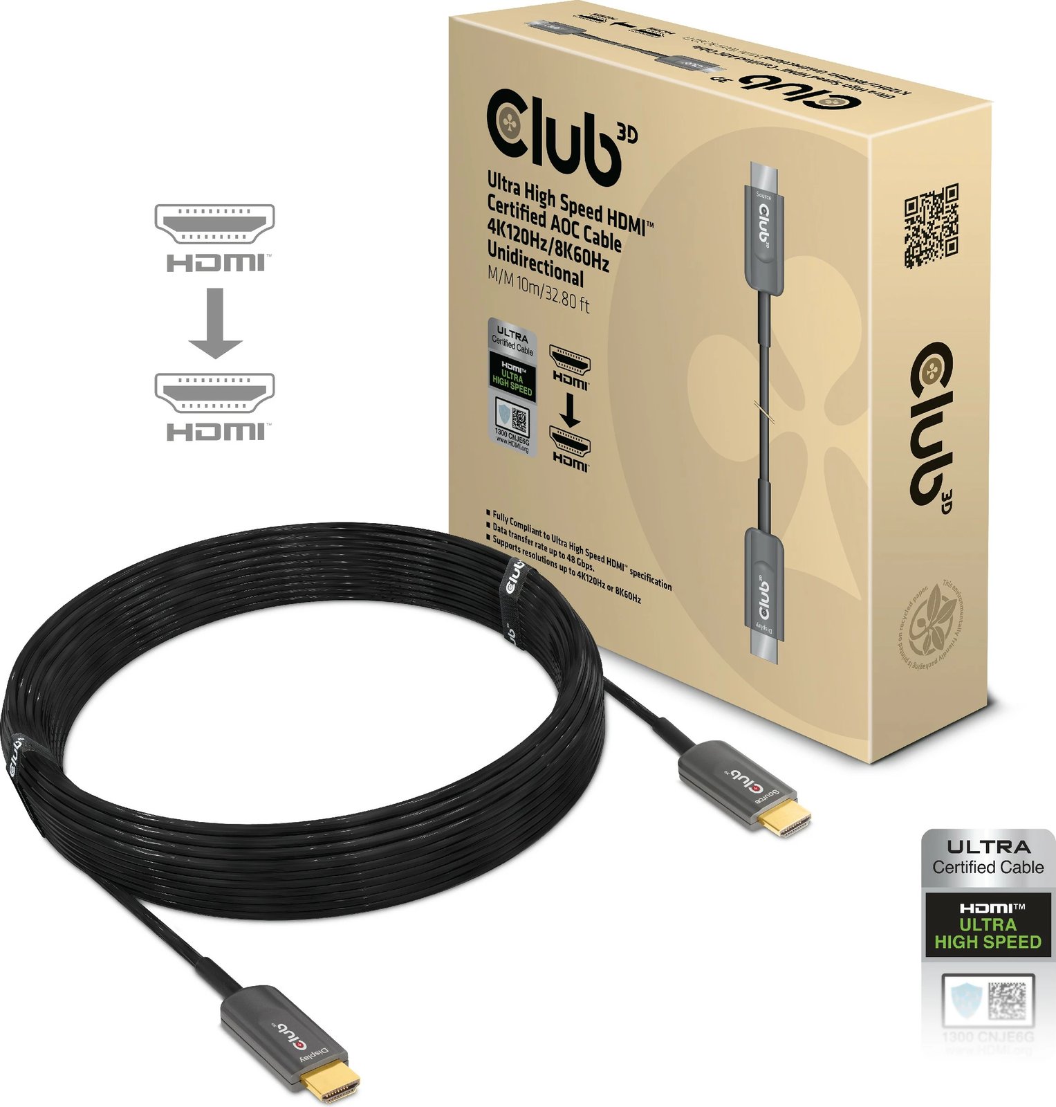 Kabllo HDMI Club3D 2.1, 10m, 8K60Hz, i zi
