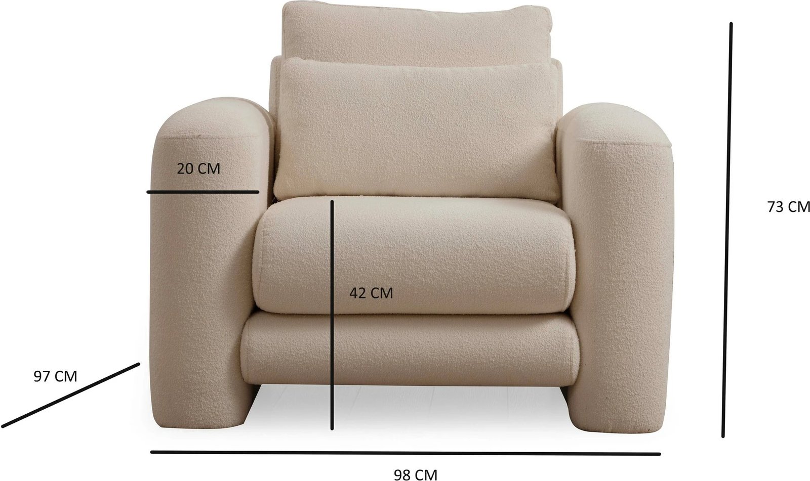 Karrige Wing Atelier del Sofa, ngjyrë krem, Lily