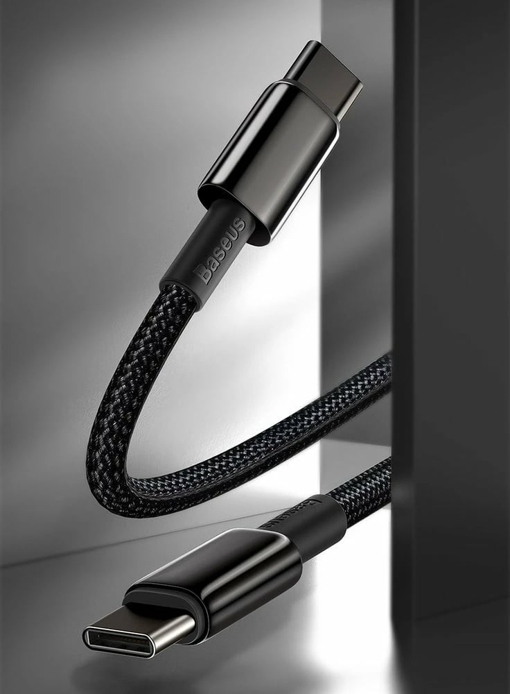 Kabllo Baseus CATWJ-A01 USB-C në USB-C, 2m, 100W, e zezë