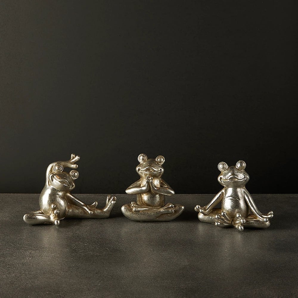 Set dekorativ bretkosash, 3 copë, polirezine, ngjyrë argjendi, 16x8x11 cm