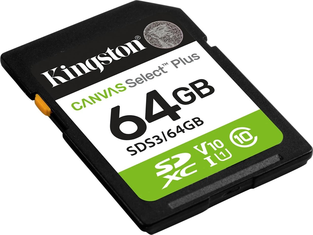 Kartelë memorie Kingston Canvas Select Plus Gen3 64GB SDXC, 100MB/s, Gjelbër Kartelë memorie Kingston Canvas Select Plus Gen3 64GB SDXC, 100MB/s, Gjelbër