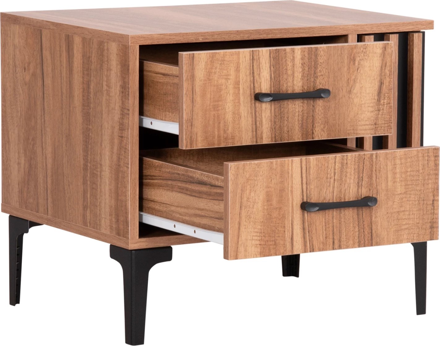 Komodinë nate HARRY FH2487.01 melaminë ngjyrë druri natyral-e zezë 55x43x48Hcm.