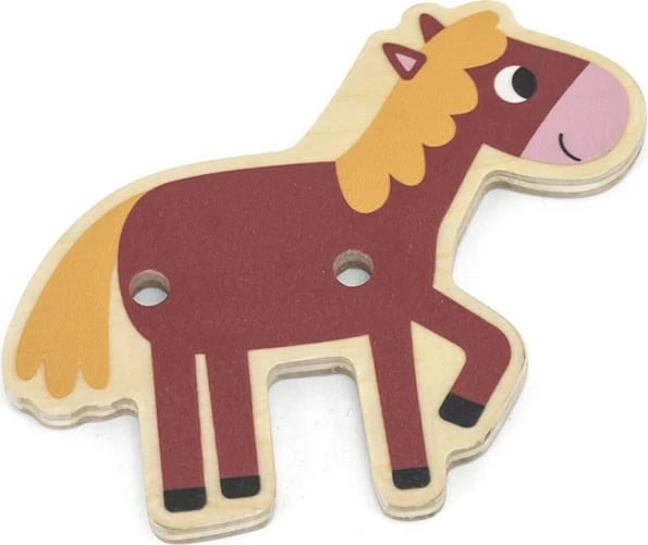 Lojë lidhëse druri, Viga, fermë, 20 pllaka + 10 karta, për 36M+, shumëngjyrësh