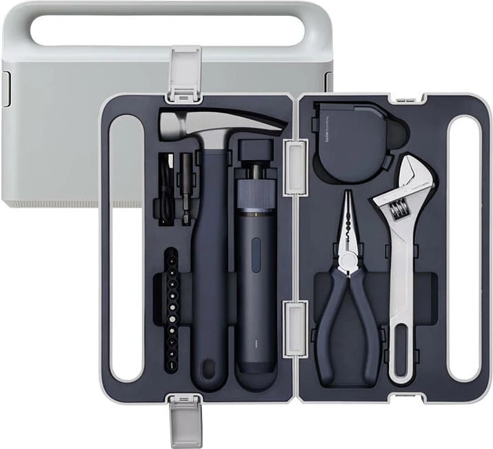 Set veglash HOTO QWDGJ001, 9 pjesë, me kaçavidë elektrike, gri