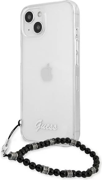 Mbështjellës Guess GUHCP13MKPSBK për iPhone 13 6.1", Transparent, me varëse Black Pearl