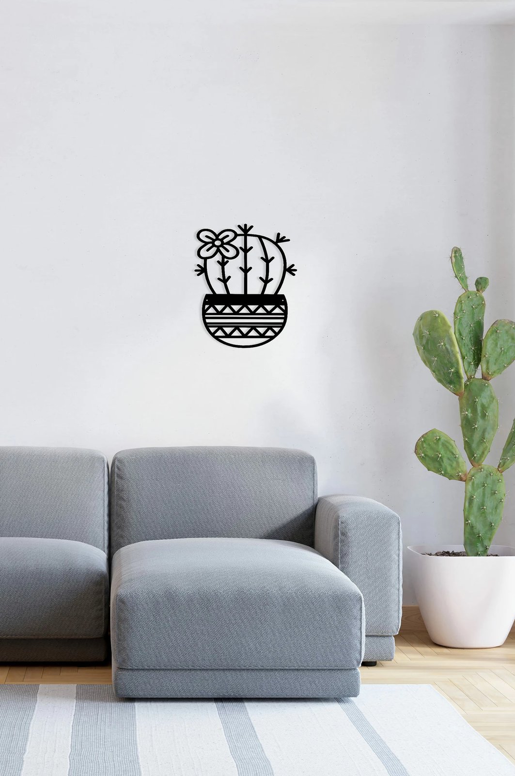 Aksesor dekorativ metalik për mur, kaktus, Wallity, ngjyrë e zezë, 20x25cm