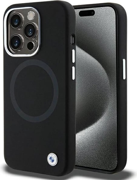 Mbështjellës BMW Signature Liquid Silicone MagSafe për iPhone 15 Pro, i zi