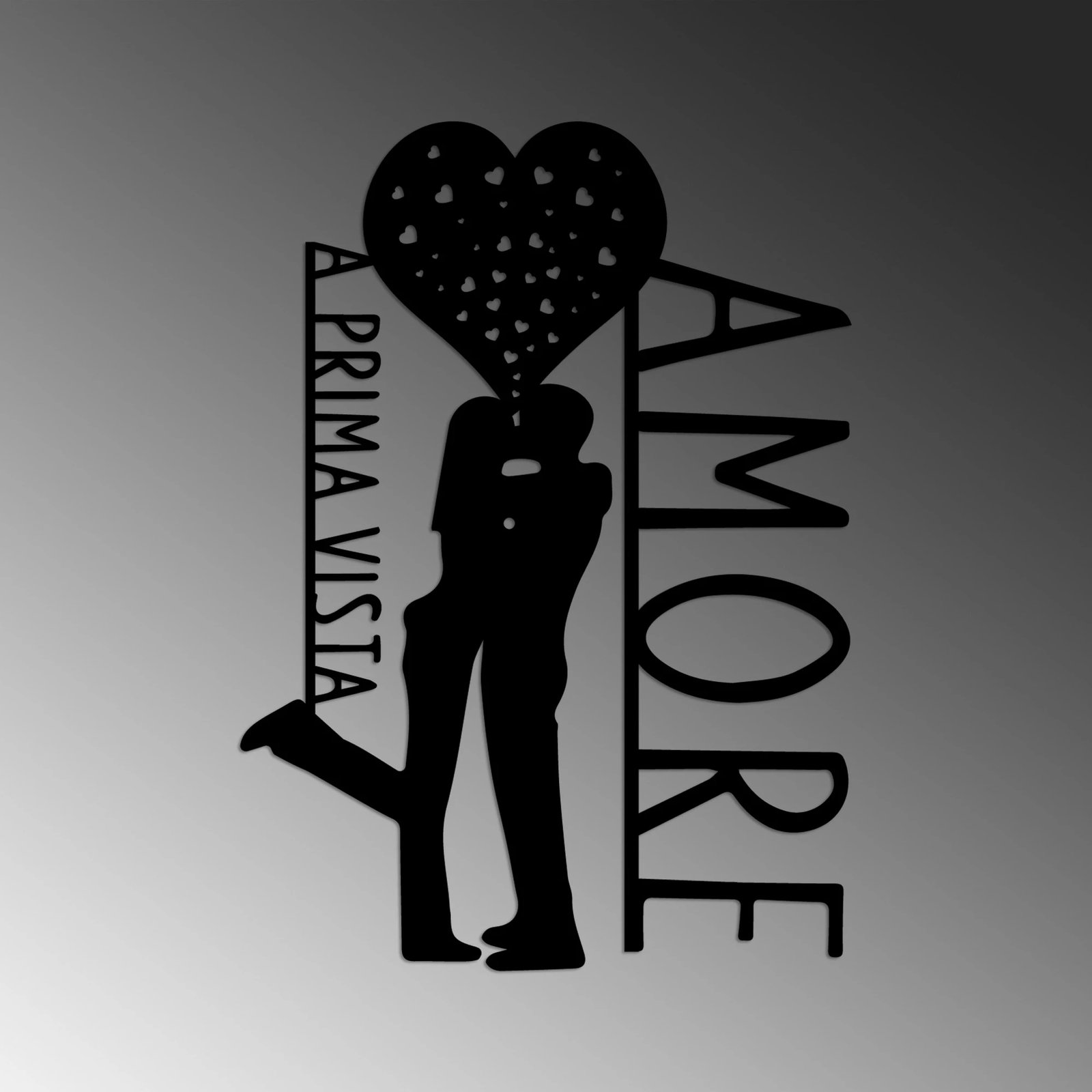 Aksesor dekorativ metalik për mur, Amore Prima Vista 3, ngjyrë e zezë, 40x56cm