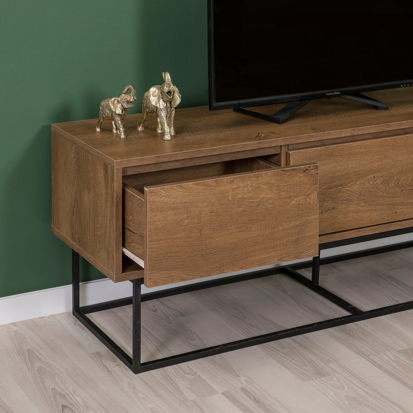 Set mobiljesh për dhomë dite Skye Decor, Laxus Takım 16, ngjyrë arrë dhe e zezë