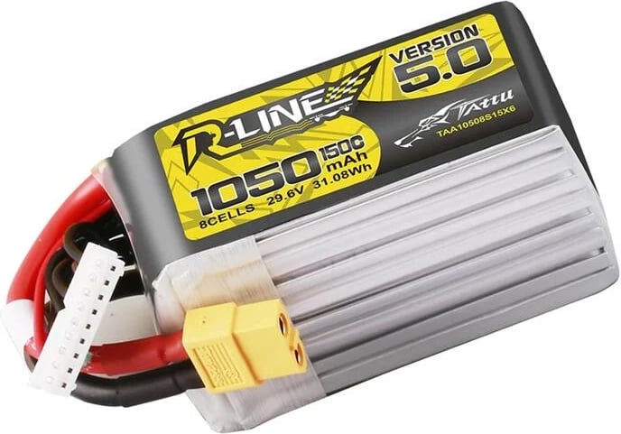 Bateri LiPo Tattu R-Line Version 5.0, 1050mAh, 29.6V, 8S, 150C, XT60