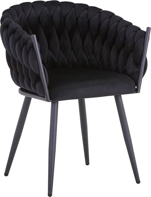 Karrige Vivian, kadife e zezë, këmbë metalike, 61x55x80cm