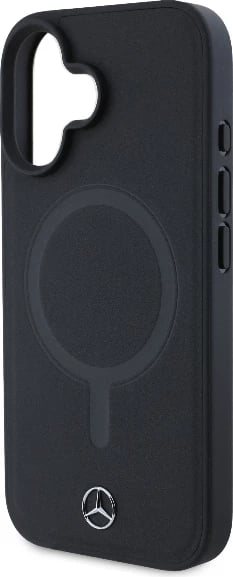 Mbështjellës Mercedes Plain Smooth Leather MagSafe për iPhone 16, i zi