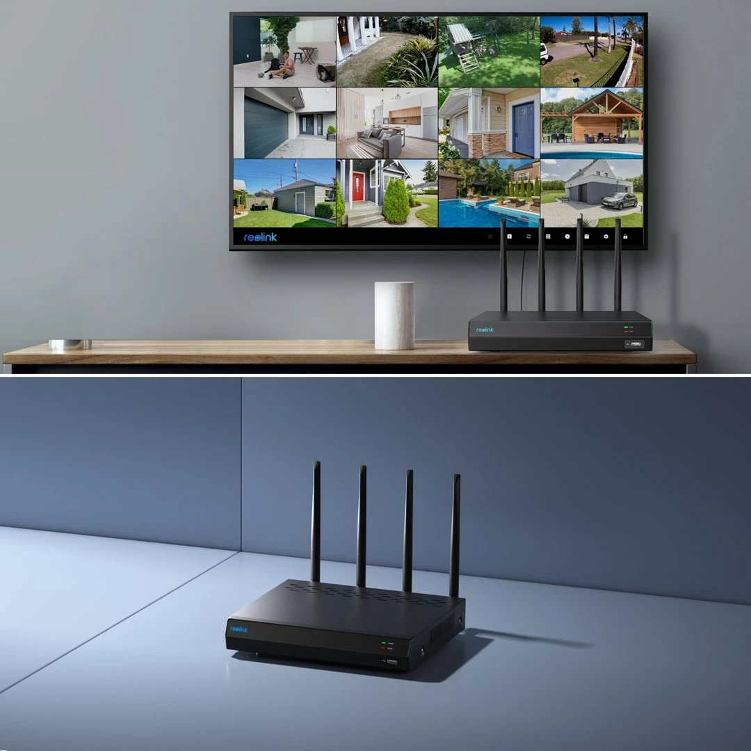 NVR Reolink NVS12W, 12 kanale, Wi-Fi 6, 2TB HDD, 16TB kapacitet, e zezë