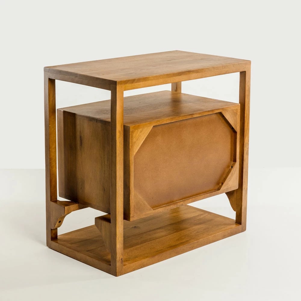 Komodinë ELIS me 3 sirtarë, ngjyrë natyrale, 65x38x65cm