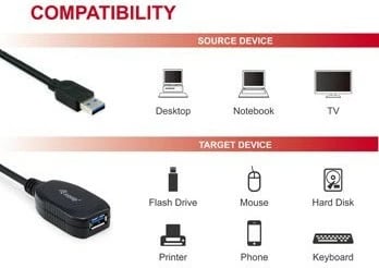 Kabëll zgjatës USB 3.2 Gen 1 Equip 133347, 10m, USB A mashkull në USB A femër, e zezë