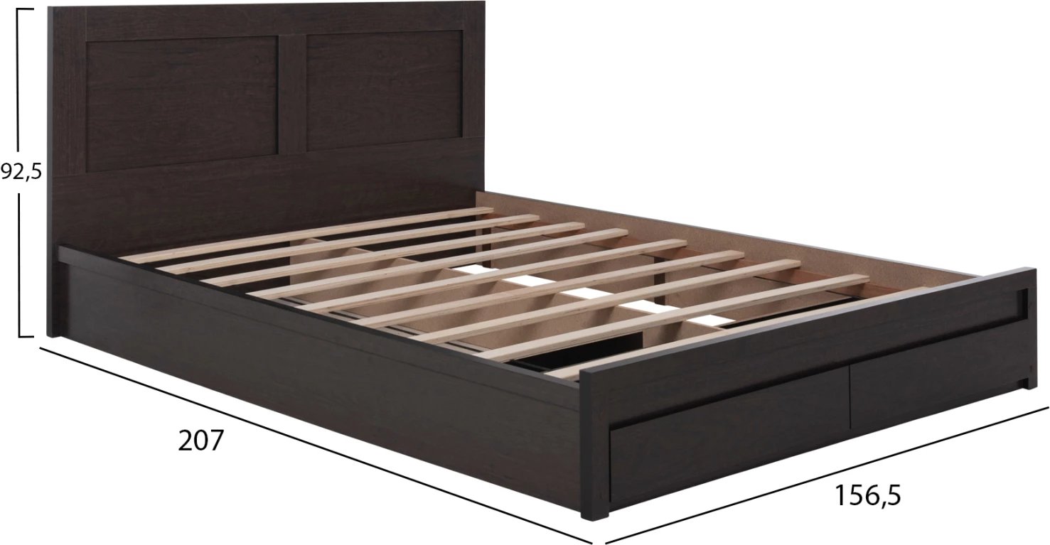 Krevat CAPRI FH312.11 me 2 sirtarë melamine, ngjyrë wenge, për dyshek 150x200 cm