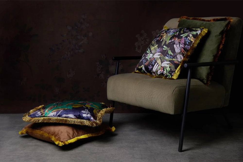 Jastëk dekorativ Tres, kadife, ngjyrë terrakote, 45x45cm