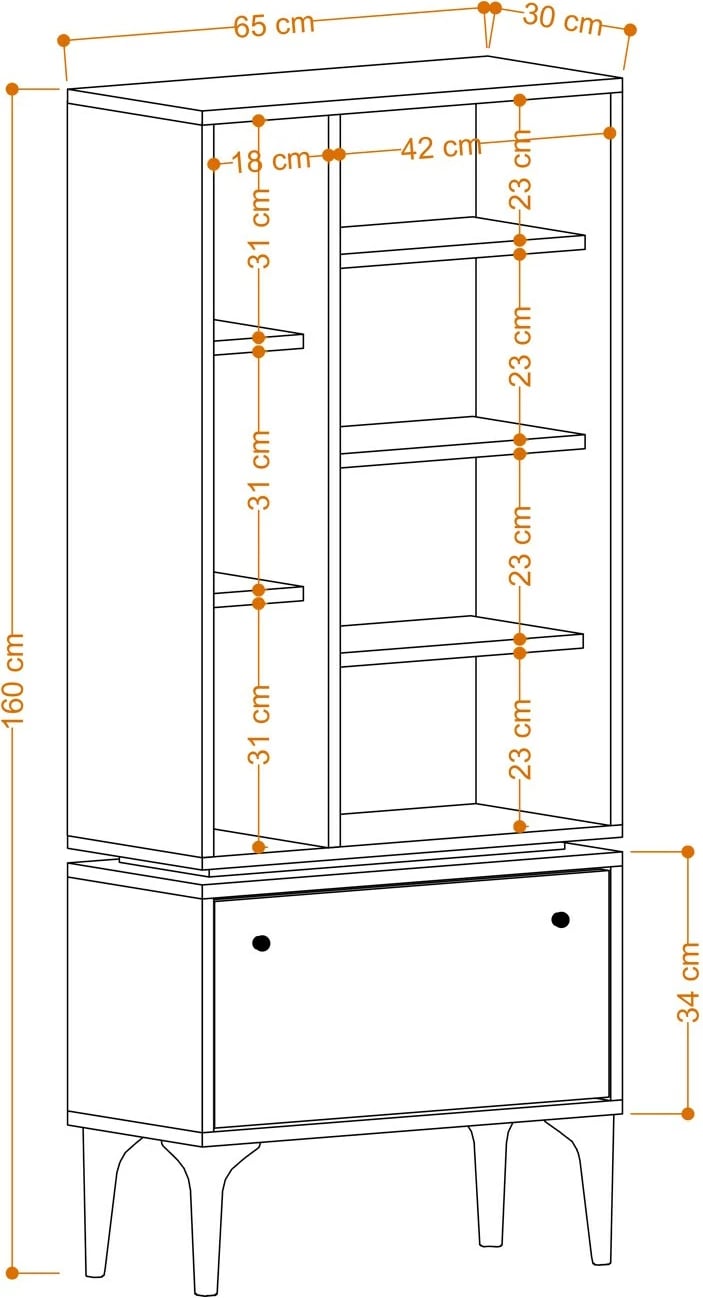 Raft librash Hanah Home, Fix, ngjyrë lis dhe e zezë, Dec0056
