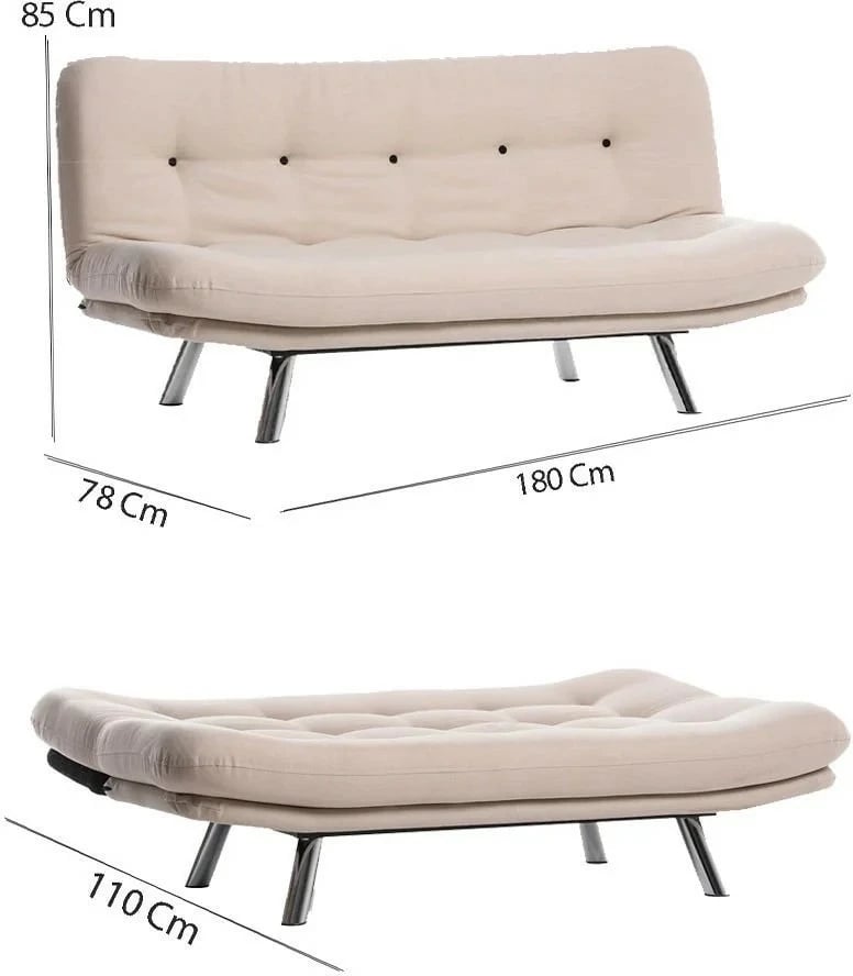 Krevat-sofë 3 vende, Atelier del Sofa, Misa Small Sofabed v3, krem