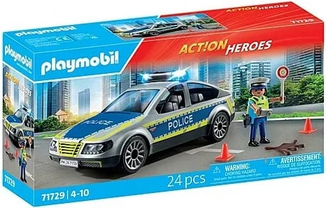 Set lodrash Playmobil Action Heroes 71729, veturë policie me drita dhe zë, 24 pjesë